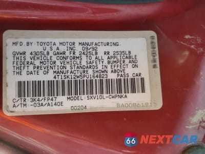 Zdjęcie 12 z 12 samochodu: 1993 TOYOTA CAMRY LE VIN:4T1SK12W5PU164823 - miniatura