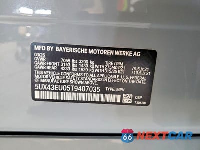 Zdjęcie 12 z 12 samochodu: 2026 BMW X5 XDRIVE50E VIN:5UX43EU05T9407035 - miniatura
