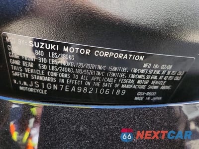 Zdjęcie 9 z 9 samochodu: 2008 SUZUKI GSX-R600 VIN:JS1GN7EA982106189 - miniatura