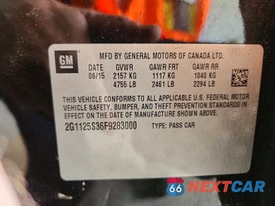 Zdjęcie 12 z 12 samochodu: 2015 CHEVROLET IMPALA LT VIN:2G1125S36F9283000 - miniatura