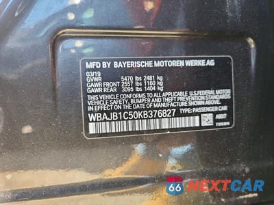 Zdjęcie 12 z 12 samochodu: 2019 BMW 530XE VIN:WBAJB1C50KB376827 - miniatura
