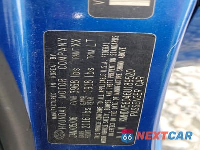 Zdjęcie 12 z 12 samochodu: 2006 HYUNDAI ELANTRA GLS VIN:KMHDN56D46U189520 - miniatura