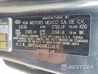 Zdjęcie 13 z 13 samochodu: 2021 KIA FORTE GT LINE VIN:3KPF34ADXME324676 - miniatura