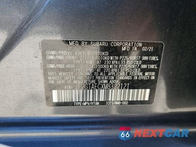 Zdjęcie 13 z 13 samochodu: 2021 SUBARU CROSSTREK PREMIUM VIN:JF2GTAECXM8322121 - miniatura