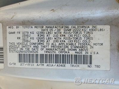 Zdjęcie 12 z 12 samochodu: 2009 TOYOTA TACOMA ACCESS CAB VIN:5TETX22NX9Z594526 - miniatura