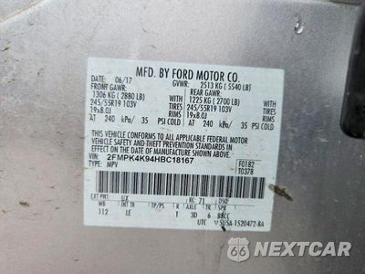 Zdjęcie 14 z 14 samochodu: 2017 FORD EDGE TITANIUM VIN:2FMPK4K94HBC18167 - miniatura