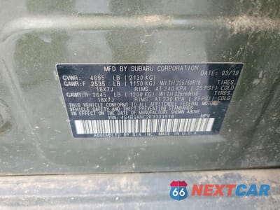 Zdjęcie 14 z 14 samochodu: 2019 SUBARU OUTBACK 2.5I LIMITED VIN:4S4BSANC2K3333518 - miniatura