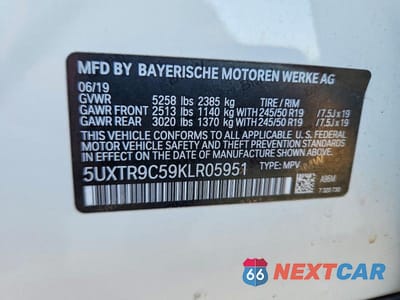 Zdjęcie 13 z 13 samochodu: 2019 BMW X3 XDRIVE30I VIN:5UXTR9C59KLR05951 - miniatura