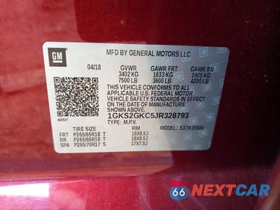 Zdjęcie 13 z 13 samochodu: 2018 GMC YUKON XL K1500 SLT VIN:1GKS2GKC5JR328793 - miniatura