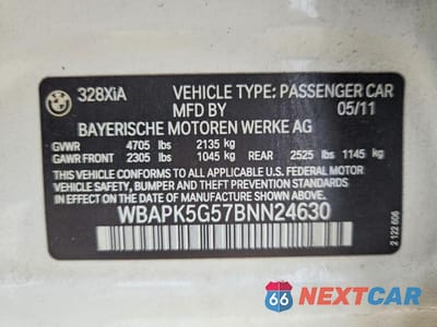 Zdjęcie 12 z 12 samochodu: 2011 BMW 328 XI SULEV VIN:WBAPK5G57BNN24630 - miniatura