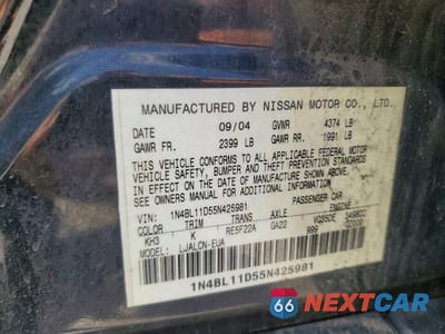Zdjęcie 13 z 13 samochodu: 2005 NISSAN ALTIMA 3.5 SE VIN:1N4BL11D55N425981 - miniatura