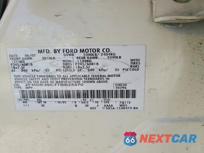 Zdjęcie 13 z 13 samochodu: 2007 FORD EDGE SEL PLUS VIN:2FMDK39C77BB25270 - miniatura