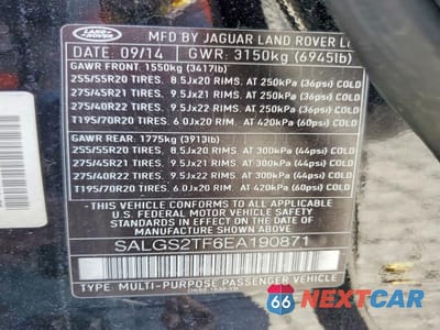 Zdjęcie 13 z 13 samochodu: 2014 LAND ROVER RANGE ROVER SUPERCHARGED VIN:SALGS2TF6EA190871 - miniatura