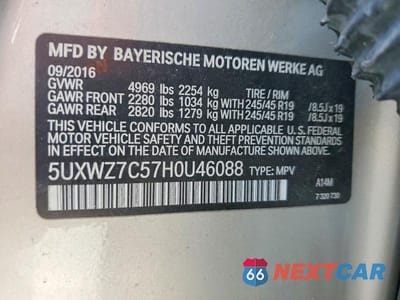 Zdjęcie 12 z 12 samochodu: 2017 BMW X3 SDRIVE28I VIN:5UXWZ7C57H0U46088 - miniatura