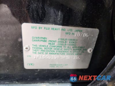 Zdjęcie 12 z 12 samochodu: 2007 SUBARU FORESTER 2.5X VIN:JF1SG63647H729336 - miniatura
