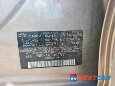 Zdjęcie 12 z 12 samochodu: 2013 HYUNDAI ELANTRA GLS VIN:5NPDH4AE6DH397931 - miniatura