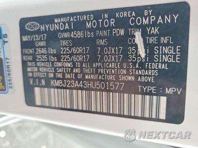 Zdjęcie 13 z 13 samochodu: 2017 HYUNDAI TUCSON SE VIN:KM8J23A43HU501577 - miniatura