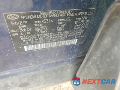 Zdjęcie 12 z 12 samochodu: 2019 HYUNDAI SANTA FE SE VIN:5NMS2CAD3KH091371 - miniatura