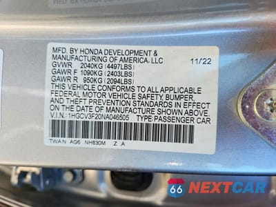 Zdjęcie 13 z 13 samochodu: 2022 HONDA ACCORD HYBRID SPORT VIN:1HGCV3F20NA046505 - miniatura