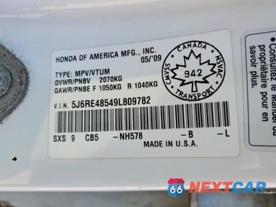 Zdjęcie 13 z 13 samochodu: 2009 HONDA CR-V EX VIN:5J6RE48549L809782 - miniatura