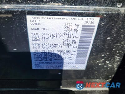 Zdjęcie 12 z 12 samochodu: 2017 NISSAN PATHFINDER PLATINUM VIN:5N1DR2MN2HC623909 - miniatura