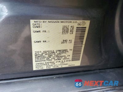 Zdjęcie 12 z 12 samochodu: 2017 NISSAN ALTIMA 2.5 SV VIN:1N4AL3AP8HC283109 - miniatura