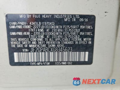 Zdjęcie 13 z 13 samochodu: 2016 SUBARU CROSSTREK PREMIUM VIN:JF2GPABCXG8345623 - miniatura
