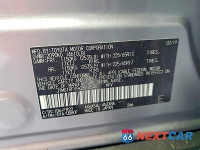 Zdjęcie 13 z 13 samochodu: 2019 TOYOTA RAV4 LE VIN:JTMG1RFV5KD514540 - miniatura