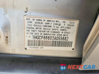 Zdjęcie 12 z 12 samochodu: 2002 HONDA ACCORD VALUE VIN:1HGCF86602A055682 - miniatura