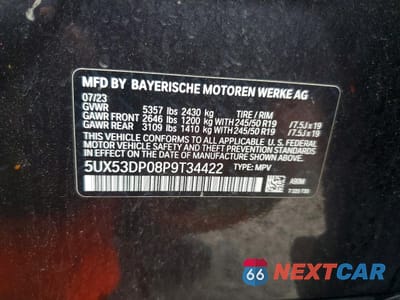 Zdjęcie 13 z 13 samochodu: 2023 BMW X3 XDRIVE30I VIN:5UX53DP08P9T34422 - miniatura