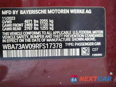 Zdjęcie 12 z 12 samochodu: 2024 BMW 430XI GRAN COUPE VIN:WBA73AV09RFS17378 - miniatura