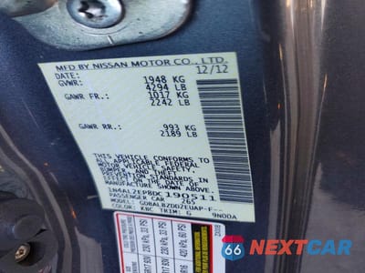 Zdjęcie 12 z 12 samochodu: 2013 NISSAN ALTIMA S VIN:1N4AL2EP8DC190511 - miniatura