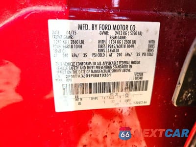 Zdjęcie 14 z 14 samochodu: 2015 FORD EDGE SEL VIN:2FMTK3J91FBB19331 - miniatura