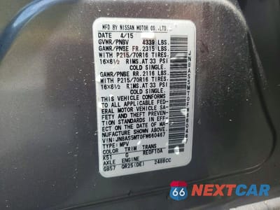 Zdjęcie 13 z 13 samochodu: 2015 NISSAN ROGUE SELECT S VIN:JN8AS5MT0FW660467 - miniatura