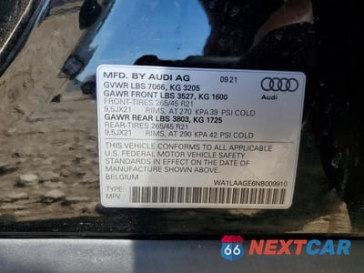 Zdjęcie 13 z 13 samochodu: 2022 AUDI E-TRON PREMIUM PLUS VIN:WA1LAAGE6NB009910 - miniatura
