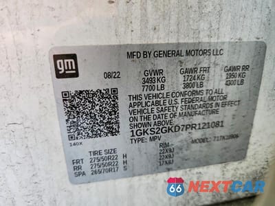 Zdjęcie 13 z 13 samochodu: 2023 GMC YUKON XL K1500 SLT VIN:1GKS2GKD7PR121081 - miniatura