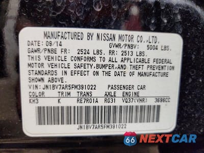 Zdjęcie 12 z 12 samochodu: 2015 INFINITI Q50 PREMIUM VIN:JN1BV7AR5FM391022 - miniatura