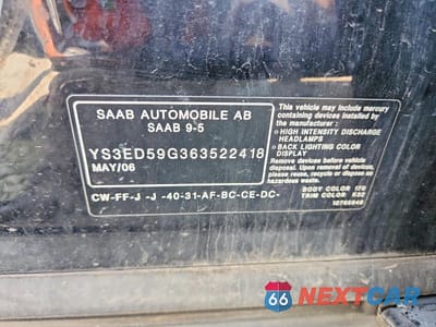 Zdjęcie 12 z 12 samochodu: 2006 SAAB 9-5 BASE VIN:YS3ED59G363522418 - miniatura
