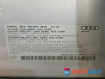 Zdjęcie 13 z 13 samochodu: 2015 AUDI Q3 PRESTIGE VIN:WA1GFCFSXFR010766 - miniatura