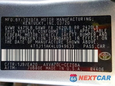 Zdjęcie 12 z 12 samochodu: 2020 TOYOTA CAMRY SE VIN:4T1J11AK4LU949633 - miniatura
