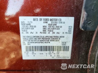 Zdjęcie 13 z 13 samochodu: 2015 FORD EDGE TITANIUM VIN:2FMPK4K93FBC16374 - miniatura
