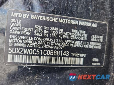 Zdjęcie 12 z 12 samochodu: 2012 BMW X5 XDRIVE35D VIN:5UXZW0C51C0B88143 - miniatura