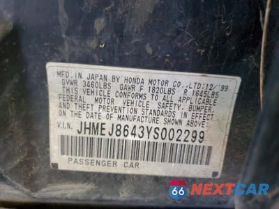 Zdjęcie 12 z 12 samochodu: 2000 HONDA CIVIC VIN:JHMEJ8643YS002299 - miniatura