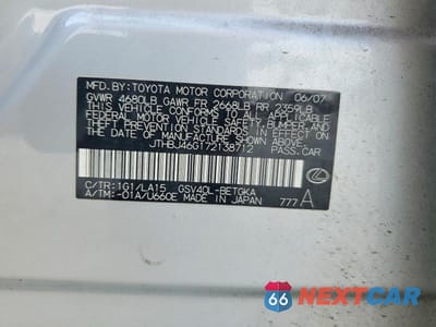 Zdjęcie 12 z 12 samochodu: 2007 LEXUS ES 350 VIN:JTHBJ46G172138712 - miniatura