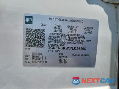 Zdjęcie 13 z 13 samochodu: 2022 CHEVROLET TRAVERSE LT VIN:1GNERGKW0NJ195256 - miniatura