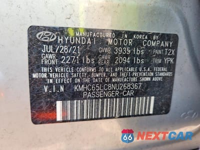 Zdjęcie 12 z 12 samochodu: 2022 HYUNDAI IONIQ BLUE VIN:KMHC65LC8NU268367 - miniatura