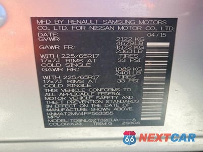 Zdjęcie 13 z 13 samochodu: 2015 NISSAN ROGUE SV VIN:KNMAT2MV4FP563355 - miniatura
