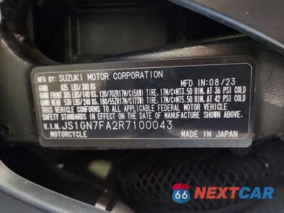 Zdjęcie 8 z 8 samochodu: 2024 SUZUKI GSX-R600 VIN:JS1GN7FA2R7100043 - miniatura