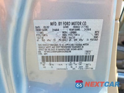 Zdjęcie 12 z 12 samochodu: 2008 FORD ESCAPE HEV VIN:1FMCU59H28KA39238 - miniatura