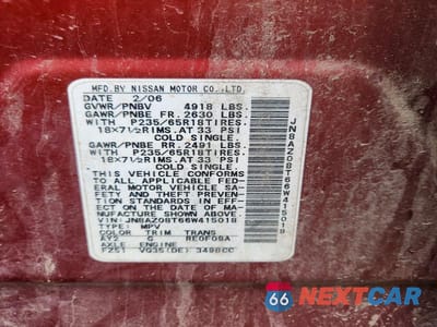 Zdjęcie 13 z 13 samochodu: 2006 NISSAN MURANO S VIN:JN8AZ08T66W415018 - miniatura